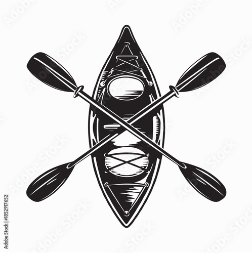 Kayak Paddles Crossed Vector Images Isolated on White Background