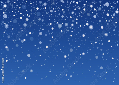 A serene blue background with softly falling white snowflakes