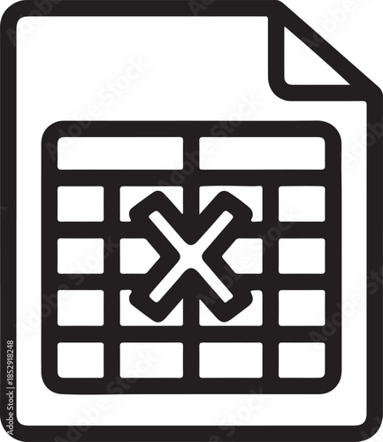 Excel Spreadsheet File Document Icon Vector for Business and Data Management