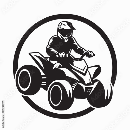 Atv logo quad bike competition silhouette logo isolated on White Background