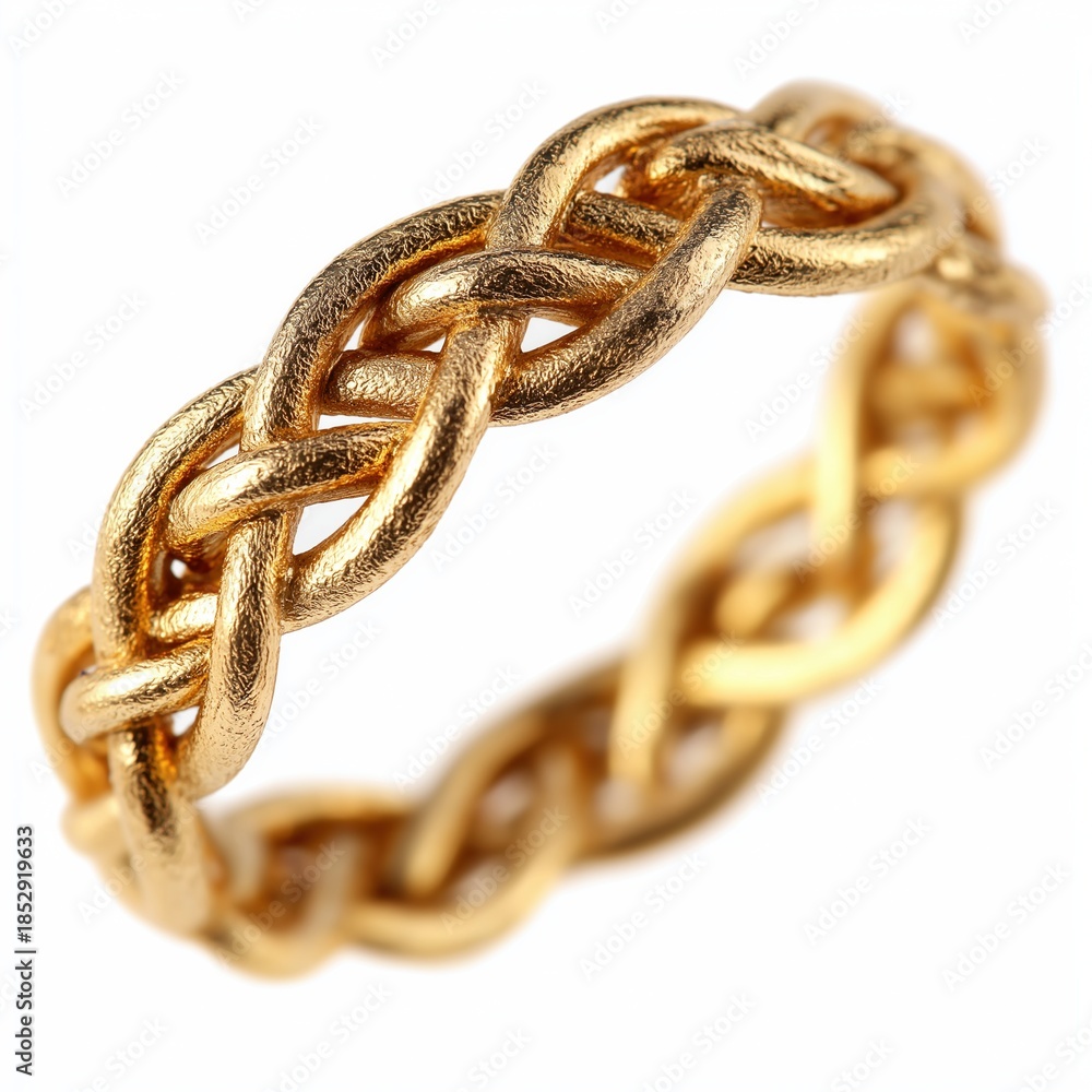 Obraz premium Braided Gold Ring Close Up On White