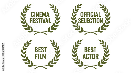 Four laurel wreath awards for cinema festival, official selection, best film, and best actor.