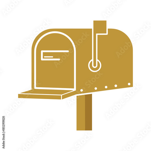 Golden mailbox icon with flag and slot