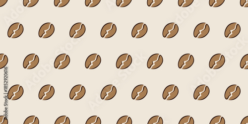 Seamless coffee bean pattern for coffee shop backgrounds, cafe decorations, dining venues and culinary events. for a coffee-themed greeting card. for coffee-themed fabric motifs