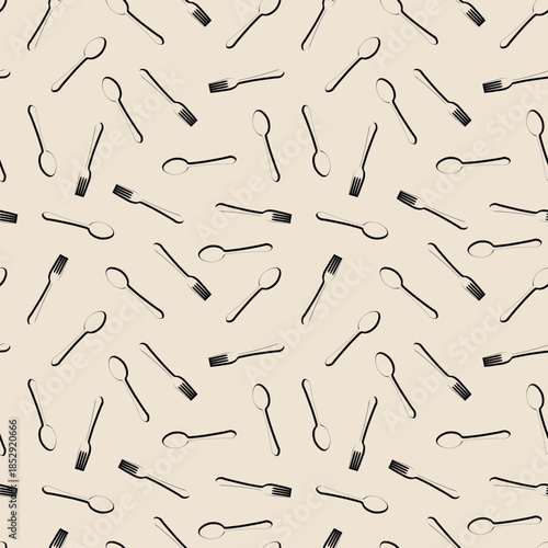Seamless spoon and cutlery patterns for backgrounds, packaging, textures, fabric patterns, wallpapers, wall decorations for restaurants, cafes and other places to eat