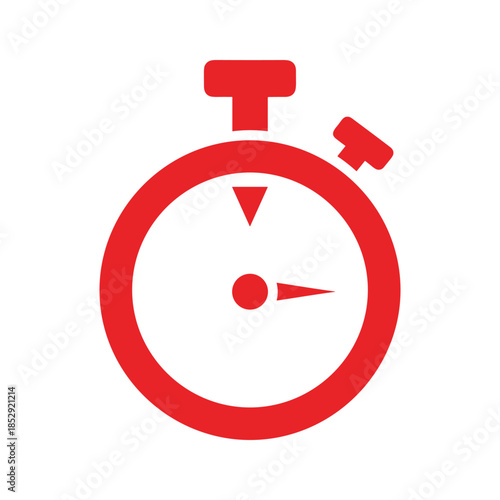 Red stopwatch icon on white background
