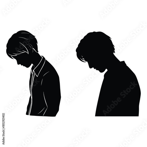 Sad and depressed person silhouette emotional concept