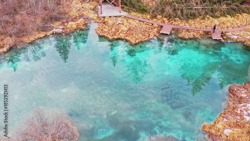 Wooden boardwalks over Zelenci springs