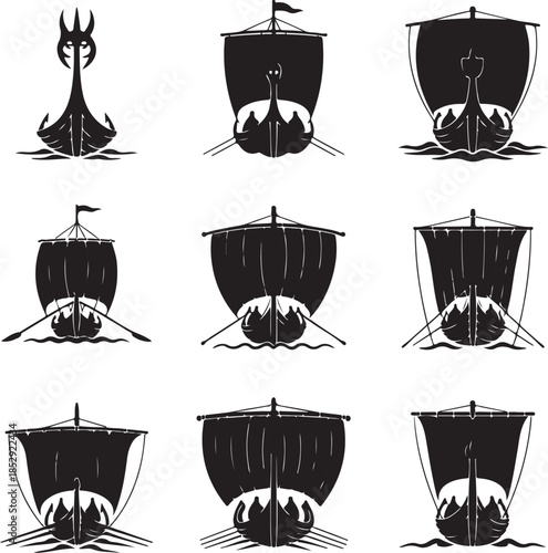 Viking Ship Illustrations Collection