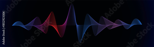 Vibrant sound wave pattern in red and blue hues