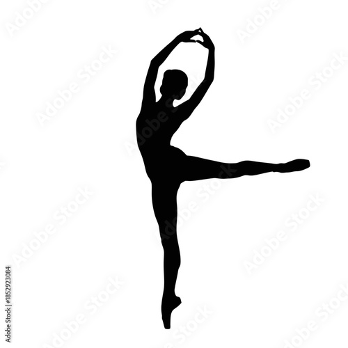 Graceful silhouette of a ballet dancer performing an elegant pose, showcasing artistic movement and classical dance.