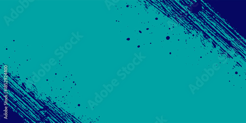 Scratch frame halftone sport background. Urban grunge banner texture. Turquoise blue graphic design backdrop. Brush strokes with text place.