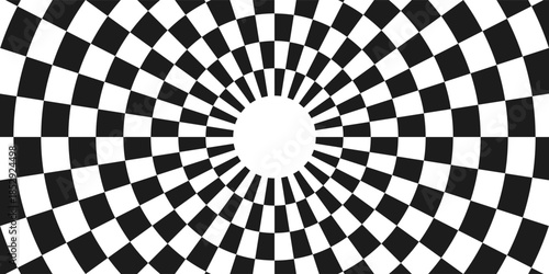 Checkerboard circle frame on white background. Sport. Vector illustration