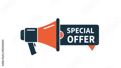 Megaphone with Special Offer text for marketing promotion.