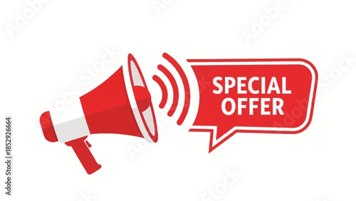 Megaphone with Special Offer speech bubble for marketing promotion.