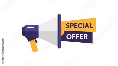Megaphone announcing special offer for marketing and promotion.