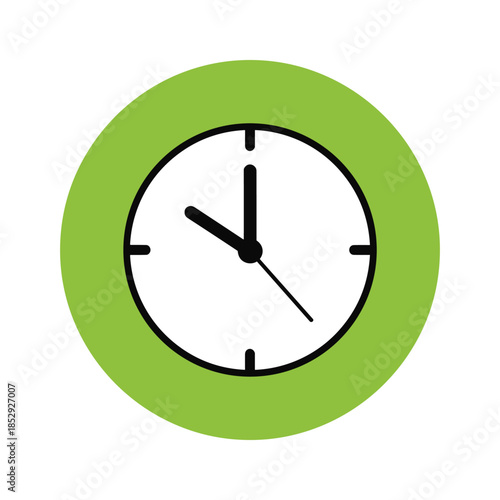 Green clock face showing ten to two