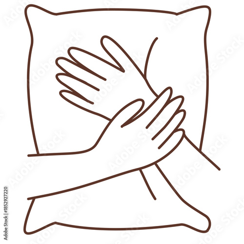 Self Comfort Hugging Pillow Minimal Line Illustration