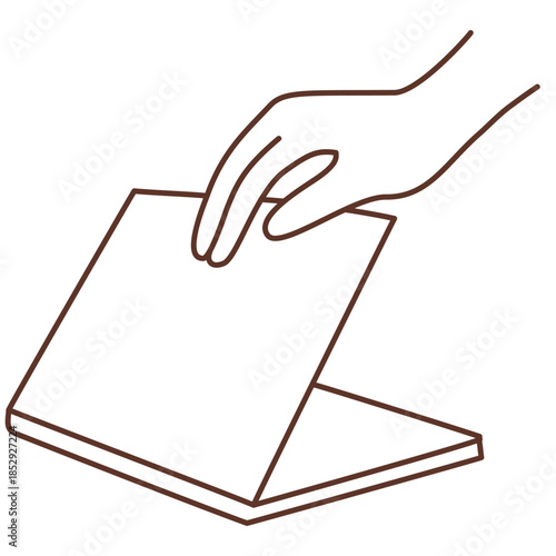 Hand Closing Laptop Calm Work Finish Illustration