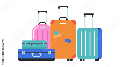 A collection of colorful luggage bags are ready for travel.