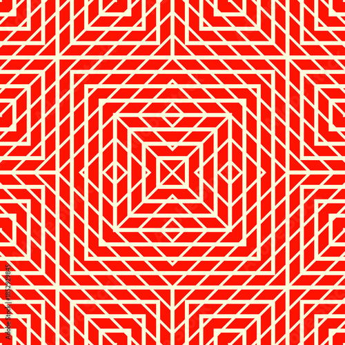 Geometrical ornament. Triangle, quadrangle shapes seamless pattern. Abstract backdrop. Triangles wallpaper. Geometric background. Ethnic motif. Mosaic ornate. Textile print. Web design. Vector