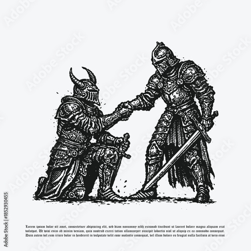 Two Knights of Brotherhood in Luxury Horned Armor