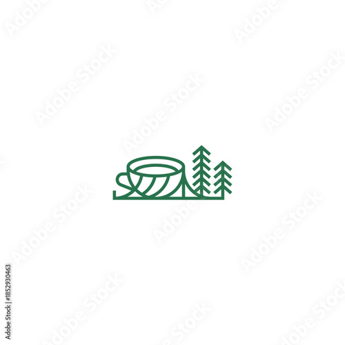 Camping with a cup of coffee logo.