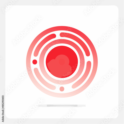 Abstract symbol of pain. Red circles for marking human pain. Headache, hurt body part marker, muscular joint pain