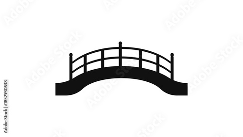 japanese wooden bridge symbol ,black isolated silhouette