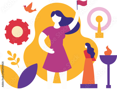 Woman empowerment and rights celebration illustration