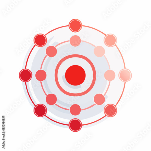 Abstract symbol of pain. Red circles for marking human pain. Headache, hurt body part marker, muscular joint pain