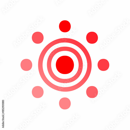 Abstract symbol of pain. Red circles for marking human pain. Headache, hurt body part marker, muscular joint pain
