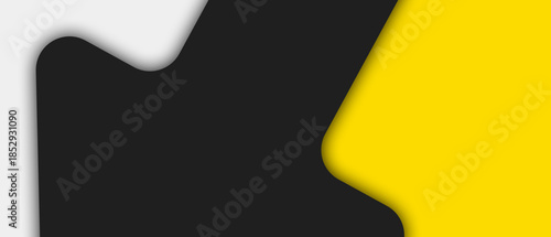 Abstract Yellow, black and white geometric overlap shape background