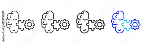 Critical Thinking icon set collection creative outline style for education with multiple thickness variations suitable for exam test review study rating certification