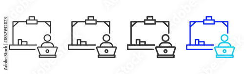 Learning Network icon set collection creative outline style for education with multiple thickness variations suitable for exam test review study rating certification
