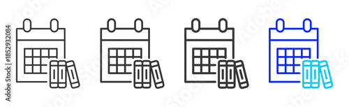 Study Schedule icon set collection creative outline style for education with multiple thickness variations suitable for exam test review study rating certification