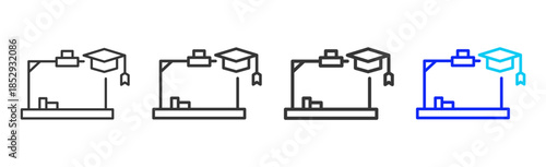Learning Goals icon set collection creative outline style for education with multiple thickness variations suitable for exam test review study rating certification