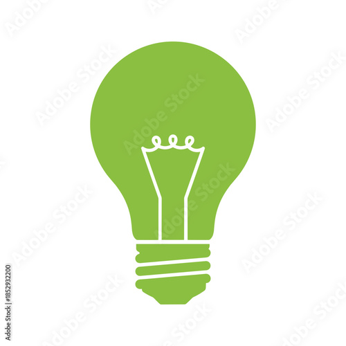 Green Light Bulb Icon Simple Illustration