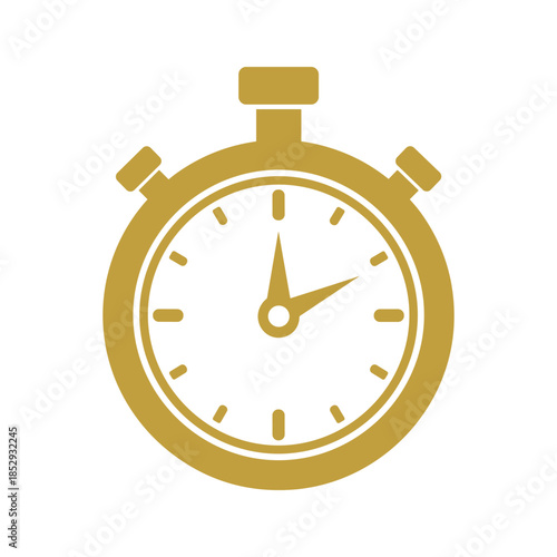 Gold Stopwatch Icon Isolated on White Background