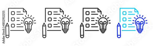 Exam Insight icon set collection creative outline style for education with multiple thickness variations suitable for exam test review study rating certification