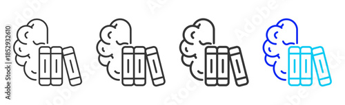 Knowledge Base icon set collection creative outline style for education with multiple thickness variations suitable for exam test review study rating certification