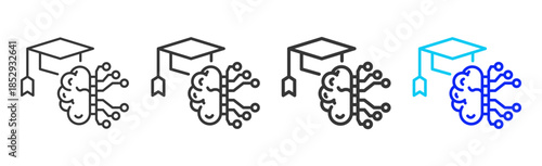Smart Graduate icon set collection creative outline style for education with multiple thickness variations suitable for exam test review study rating certification