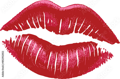 Red Lips Printed with Textured Pattern lip print