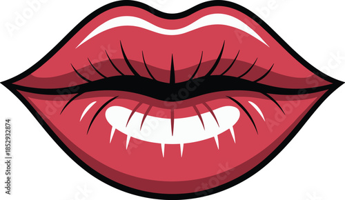 Red Lips with Sharp Teeth Cartoon vampire