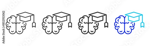 Mind Growth icon set collection creative outline style for education with multiple thickness variations suitable for exam test review study rating certification