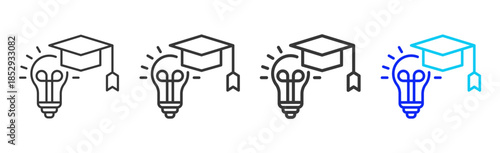 Bright Future icon set collection creative outline style for education with multiple thickness variations suitable for exam test review study rating certification