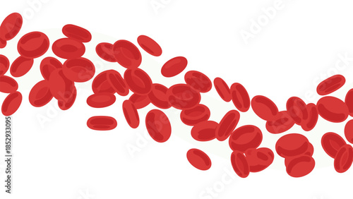 A dynamic stream of red blood cells gracefully flows in a wavy pattern, visually representing essential blood circulation within the human body.