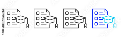 Final Test icon set collection creative outline style for education with multiple thickness variations suitable for exam test review study rating certification