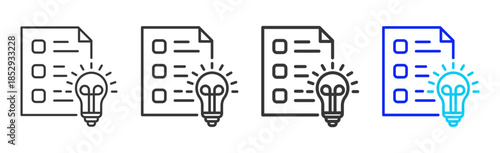 Exam Idea icon set collection creative outline style for education with multiple thickness variations suitable for exam test review study rating certification