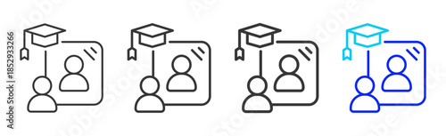 Self Review icon set collection creative outline style for education with multiple thickness variations suitable for exam test review study rating certification